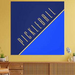 Fun Diagonal Bold Blue Warm Pickleball Text Leinwanddruck