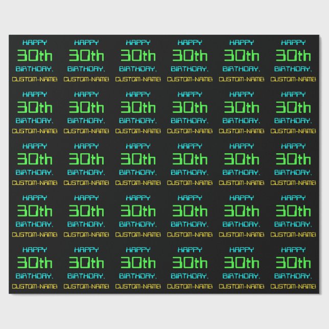 Fun Digital Computing Thema 30. Geburtstag Geschenkpapier (Flach)