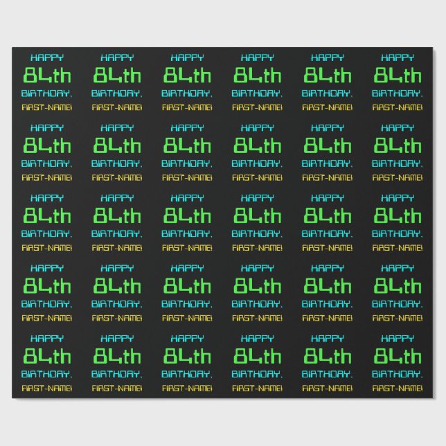 Fun Digital Computing Thema 84. Geburtstag Geschenkpapier (Flach)