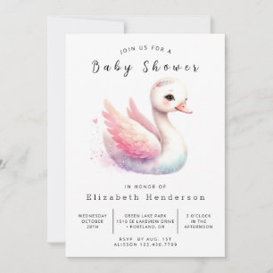Fun Digital Swan Baby Dusche Einladung