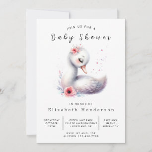 Fun Digital Swan Baby Dusche Einladung