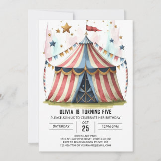Fun Digital Whimsy Circus Geburtstag Einladung