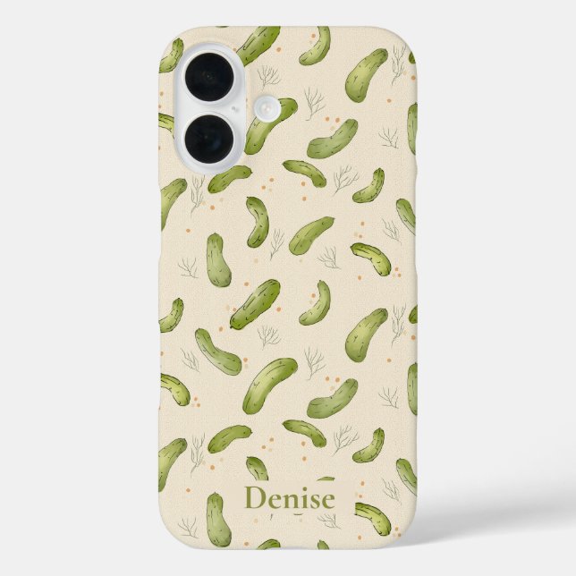 Fun Dill Pickle Muster iPhone 16 Hülle (Rückseite)