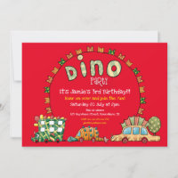 Fun Dino Autos und Flaggen Boys Dinosaur Party Rot