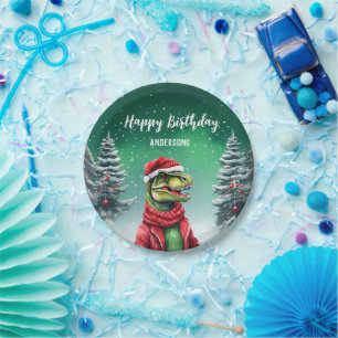 Fun Dino Weihnachtsbaum Geburtstag Jungen Schnee P Pappteller