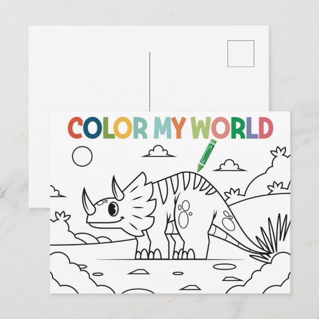 Fun Dinosaur-Farbseite Postkarte (Vorne/Hinten)