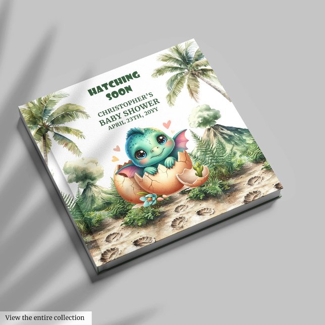 Fun Dinosaur Hatching Bientôt Baby shower Livre d' (Fun Dinosaur Hatching Soon Baby Shower Guest Book)