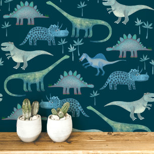 Fun Dinosaur Muster Aquamarin Green Tapete