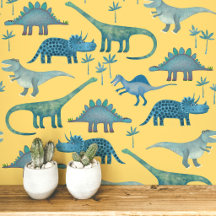 Fun Dinosaur Muster Blau Gelb