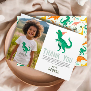 Fun Dinosaur Roarsome Foto Geburtstag Dankeskarte