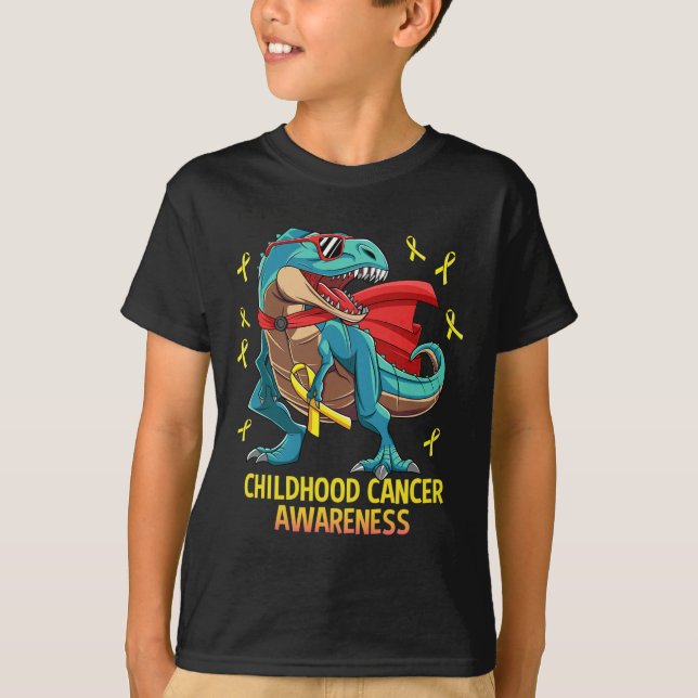 Fun Dinosaur T-Rex Kinder Krebs Bewusstsein Boys T-Shirt (Vorderseite)