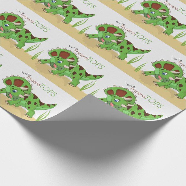 Fun Dinosaur Triceratops Jungs und Mädchen Geschenkpapier (Ecke)