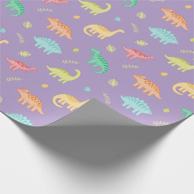 Fun Dinosaur Wrapping Paper Geschenkpapier (Ecke)