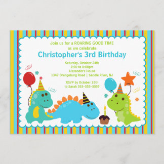 Fun Dinosaurier Geburtstagsparty Einladung