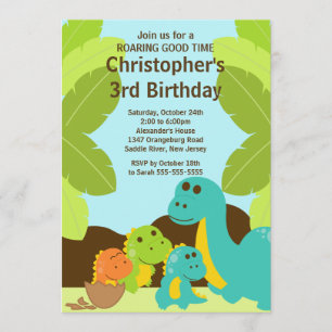 Fun Dinosaurier Geburtstagsparty Einladung