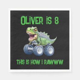 Fun Dinosaurier Monster LKW personalisiert Geburts Serviette