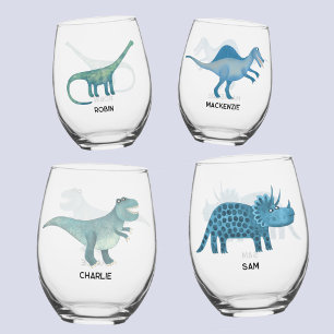 Fun Dinosaurier Personalisiert Glass Weinglas Ohne Stiel