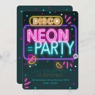 Fun Disco Neon 16. Party Einladung