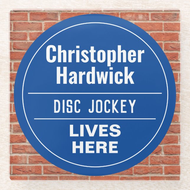 Fun Disk Jockey Wall Plaque Style Glass Untersetze Glasuntersetzer (Vorderseite)