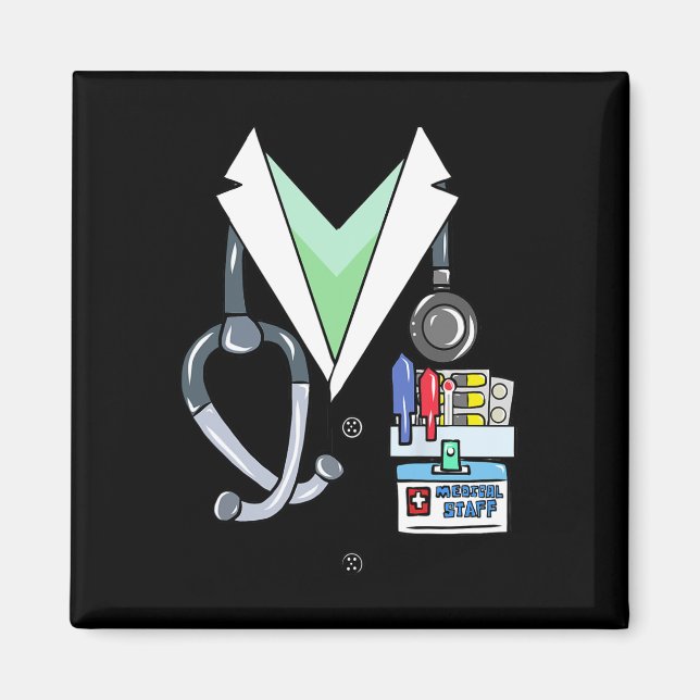 Fun Doctor White Labrador Kostüm Halloween Doktor Magnet (Vorne)