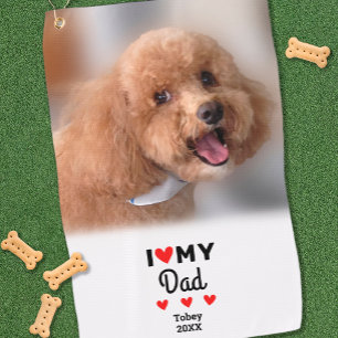 Fun Dog Foto I Liebe Mein Vater Modernes Sport Golfhandtuch