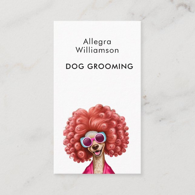 Fun Dog Grooming Pink Poodle Visitenkarte (Vorderseite)