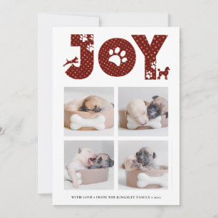 Fun Dog Paw Script JOY Modern Feiertagskarte