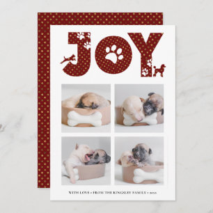Fun Dog Paw Script JOY Modern Feiertagskarte