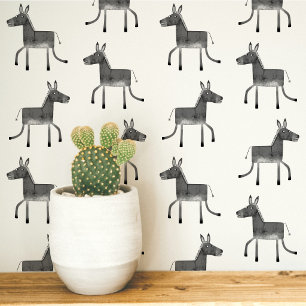 Fun Donkey Gray White Pattern Tapete