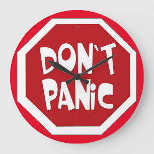 Fun Don't Panic Wall Clock! Große Wanduhr