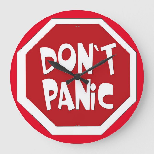 Fun Don't Panic Wall Clock! Große Wanduhr (Vorderseite)