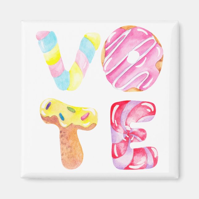 Fun Donuts und Candy Go Abstimmung Magnet (Vorne)