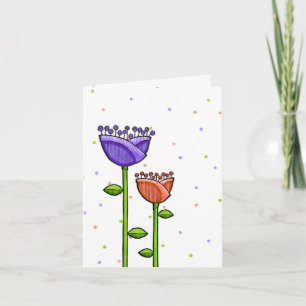 Fun Doodle-Blume lila orangefarbene Punkte Anmerku Karte
