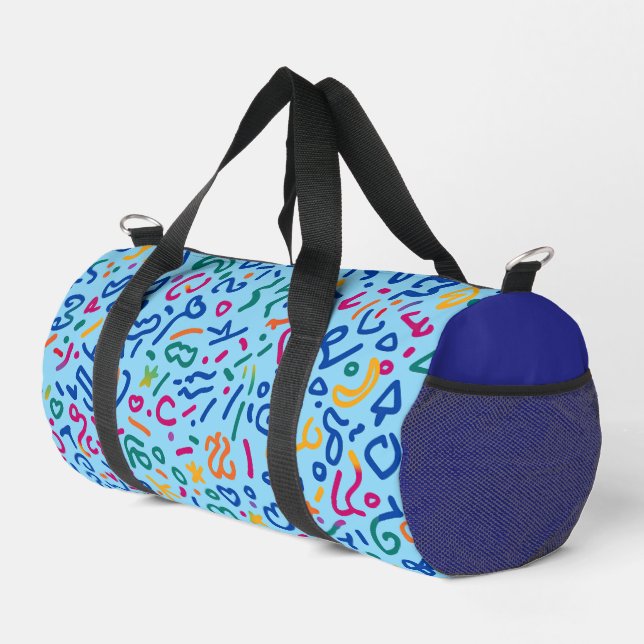 Fun doodle farbenfrohe, lebendige Formen Duffle Bag (Rechte Ecke)