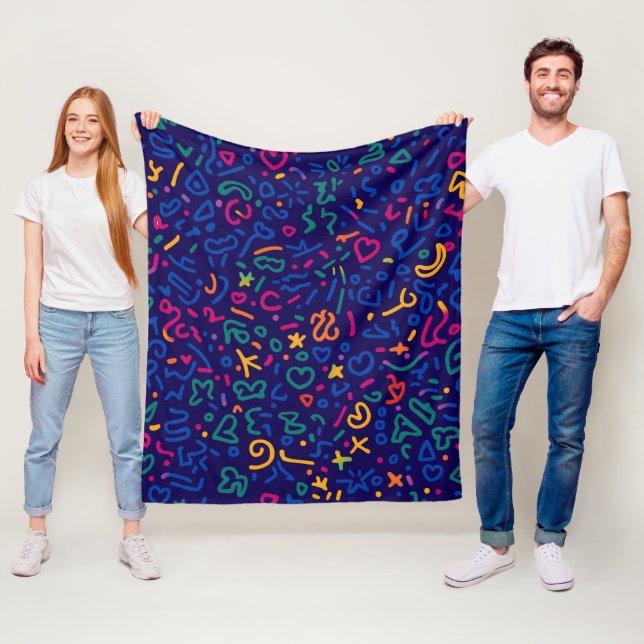 Fun doodle farbenfrohe, lebendige Formen Fleecedecke (Beispiel)