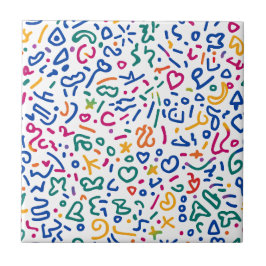 Fun doodle farbenfrohe, lebendige Formen Fliese