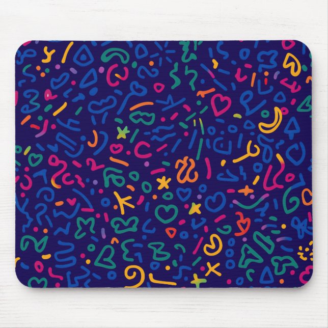 Fun doodle farbenfrohe, lebendige Formen Mousepad (Vorne)
