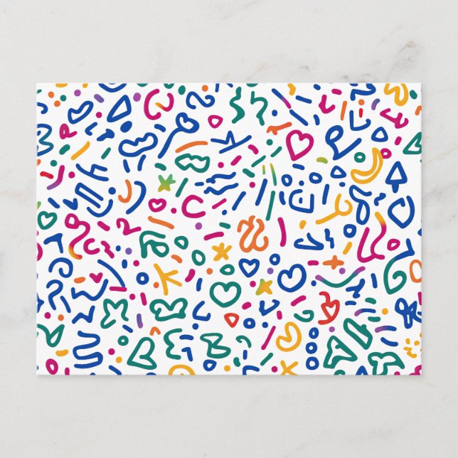 Fun doodle farbenfrohe, lebendige Formen Postkarte (Vorderseite)