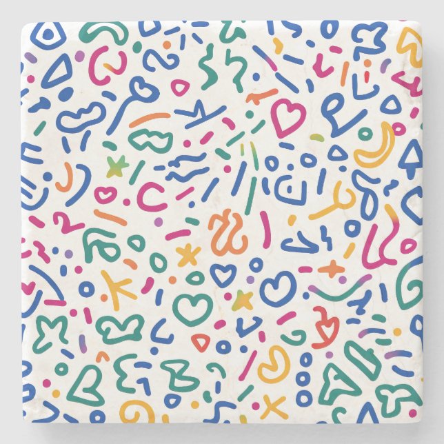 Fun doodle farbenfrohe, lebendige Formen Steinuntersetzer (Vorderseite)