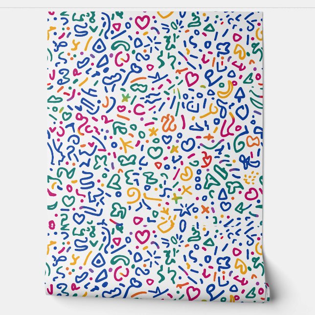 Fun doodle farbenfrohe, lebendige Formen Tapete (Abrollen)