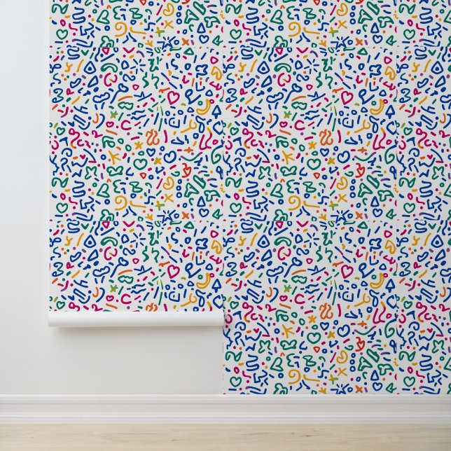 Fun doodle farbenfrohe, lebendige Formen Tapete (Anwendung)