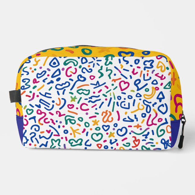 Fun doodle farbenfrohe, lebendige Formen Waschbeutel (Vorderseite)