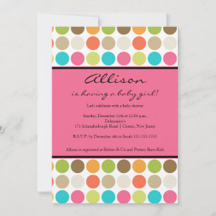 FUN Dots PINK Baby Girl Dusche Einladung