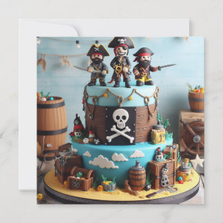 FUN DREI PIRATEN THEMED BIRTHDAY CAKE EINLADUNG