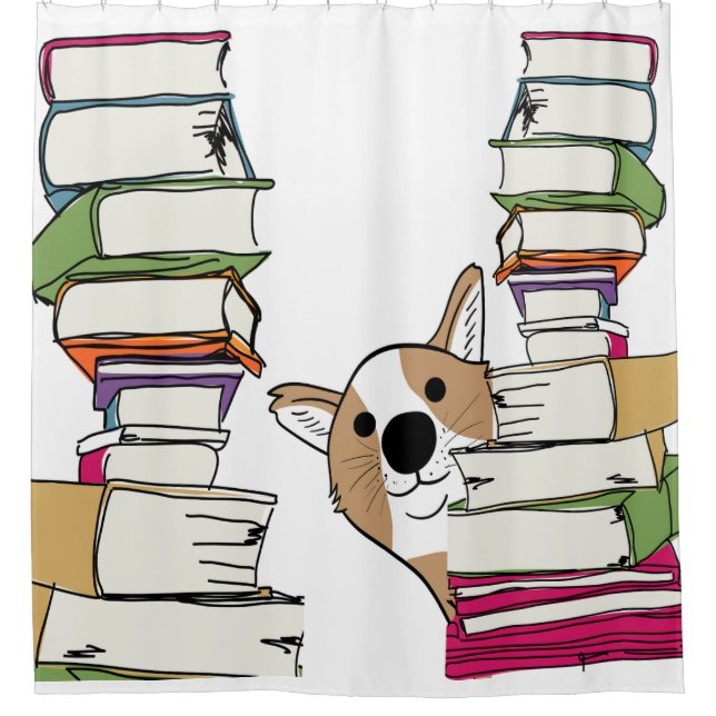 Fun Duschvorhang für Book and Dog Liebhaber! (Vorderseite)