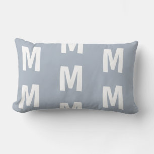 Fun Dusty Blue Monogram Lendenkissen