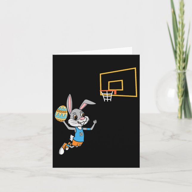 Fun Easter Egg Bunny Dunk Bysketbyll Game Oster K Karte (Vorderseite)
