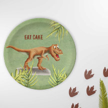 Fun Eat Cake Greenery T-Rex Children Party