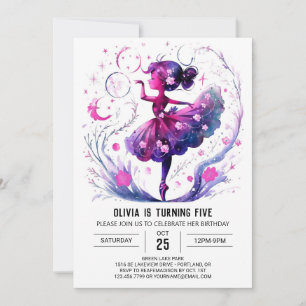 Fun Editable Ballerina Birthday Einladung
