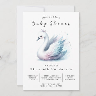 Fun Editable Swan Baby Dusche Einladung